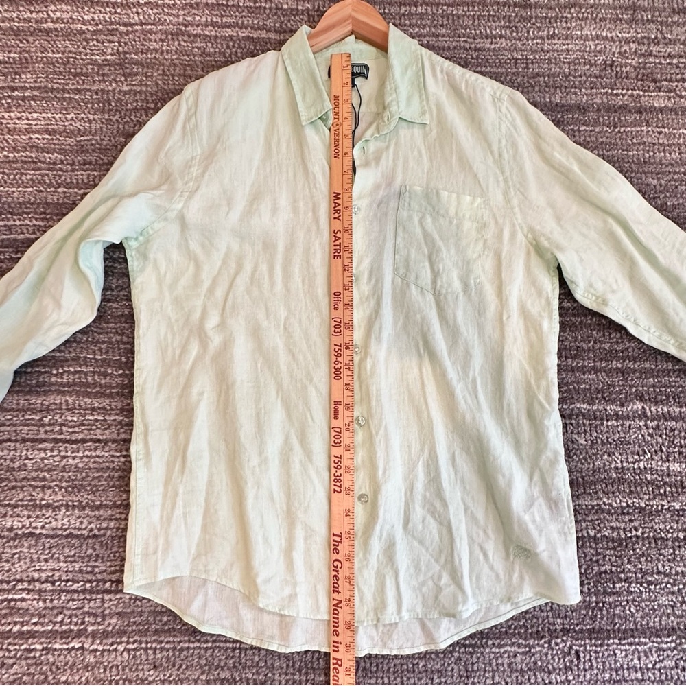 Vilebrequin Caroubis Linen Shirt Size XL Garment Dyed Light Green Vert d'eau - Picture 11 of 13